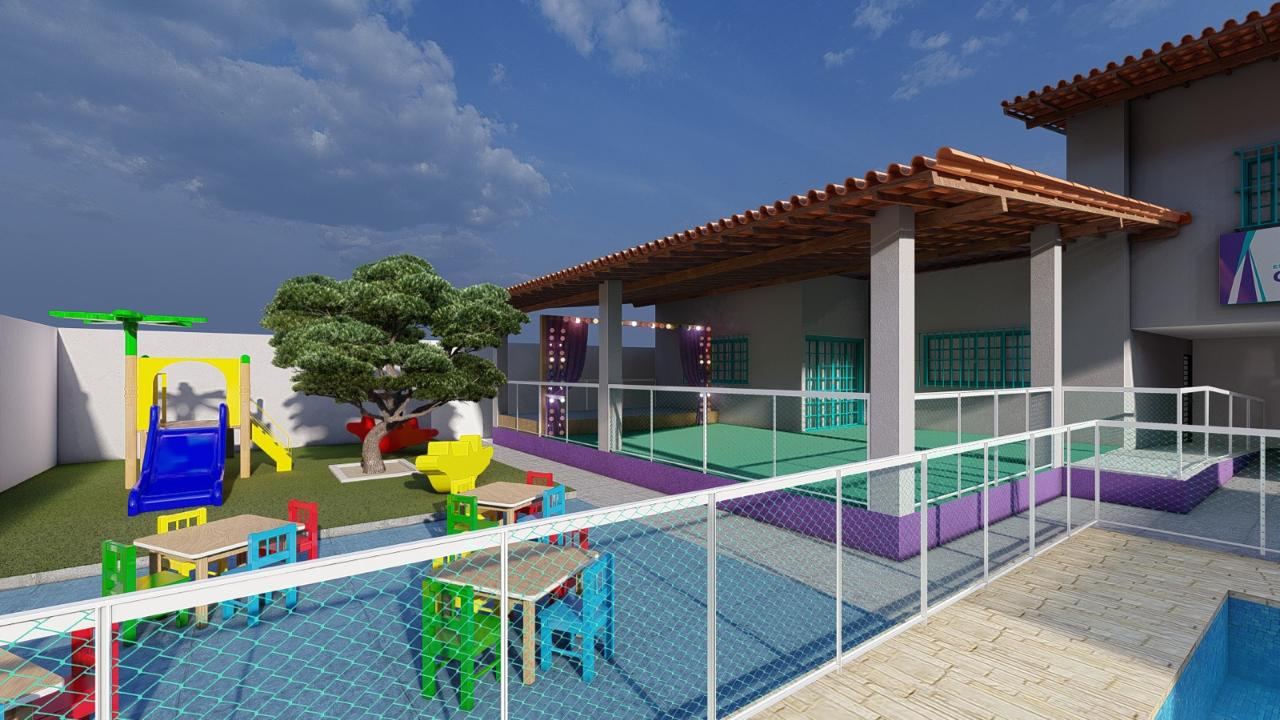 Playground e quadra coberta